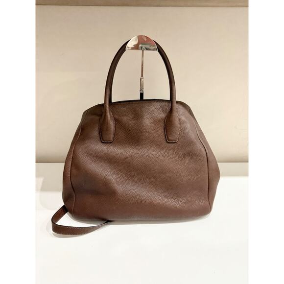 Prada Bruciato Vitello Daino Leather Large Shopper Tote Bag with Shoulder Strap - Picture 5 of 14